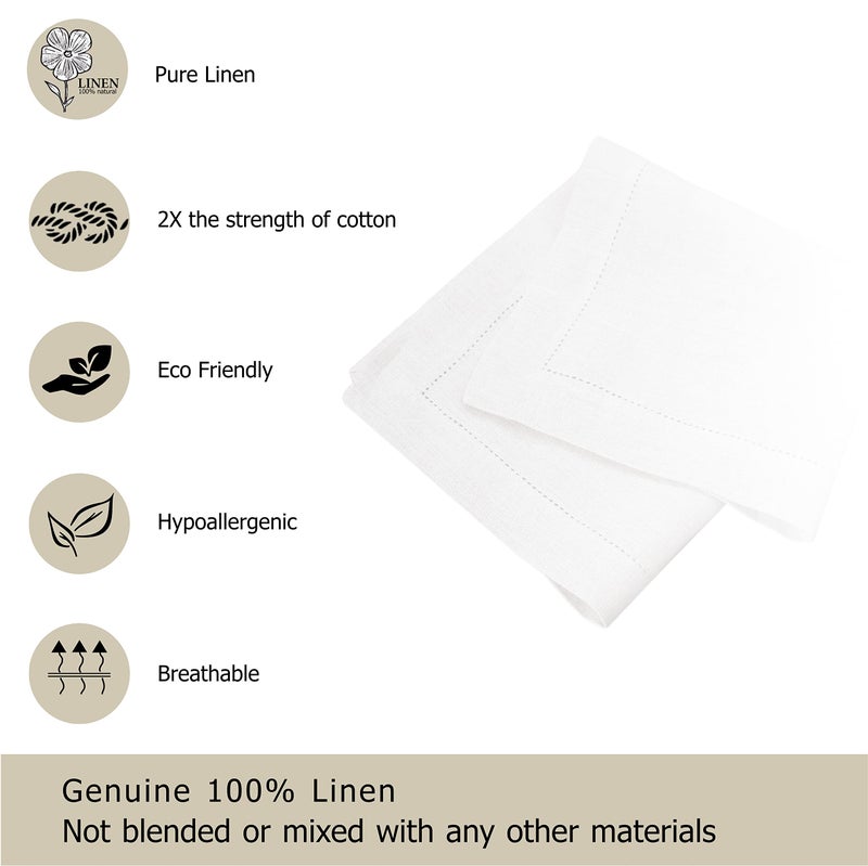 Cotton Craft Genuine Linen Napkins - Set of 12 Cloth Napkins with Hemstitch Detail - Hand Crafted Pure Luxury Linen Reusable Lunch Dinner Napkin - Fall Summer Holiday Table - Large 18x18 Natural - COTTON CRAFT - Image 5